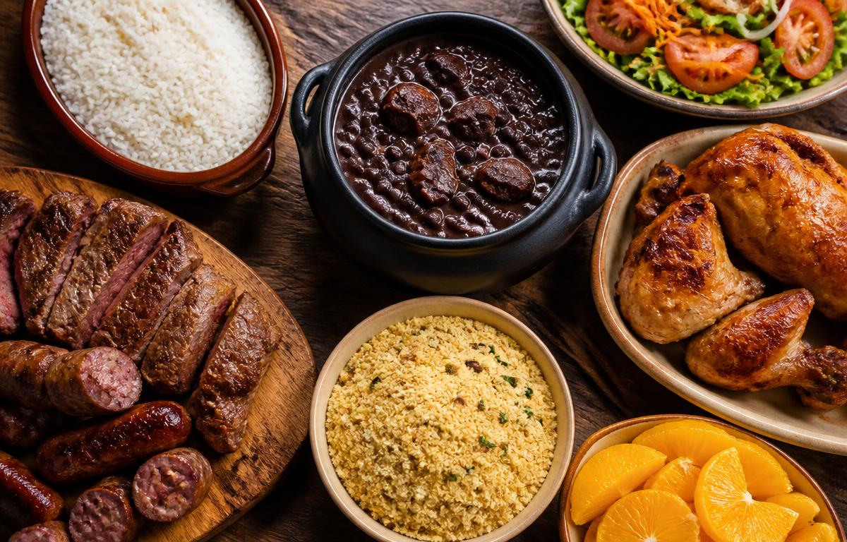 Buffet brasileiro variado servido no restaurante